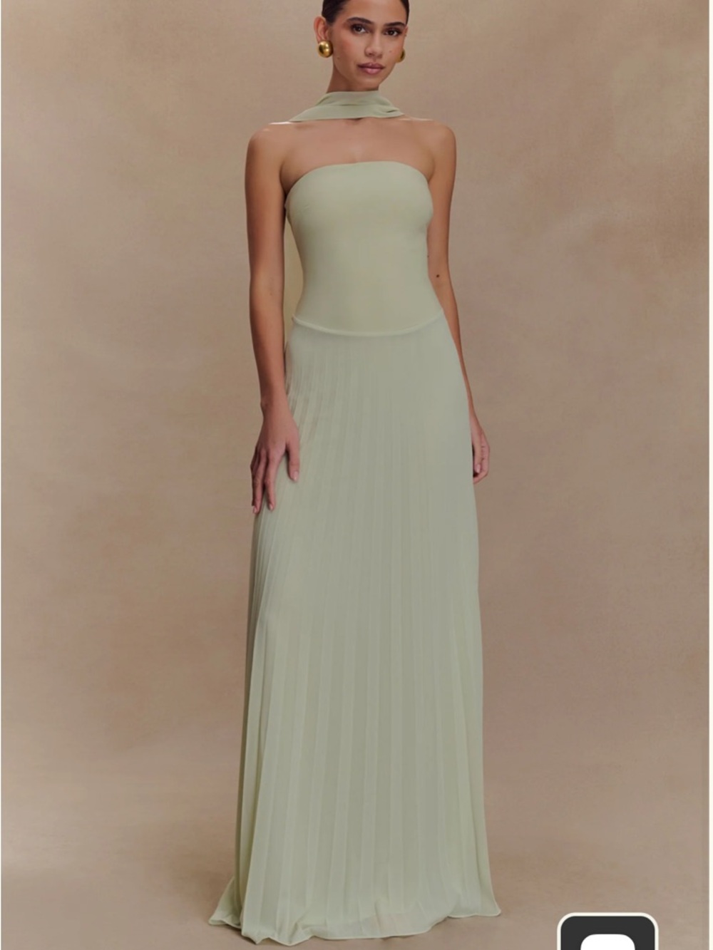 Meshki Strapless Pleated Maxi Dress in Sage - Picture 4 of 5